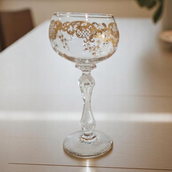 2 RARE French St. Louis Crystal Hock Vintage Wine Glasses Micado Pattern - Picture 4 of 8